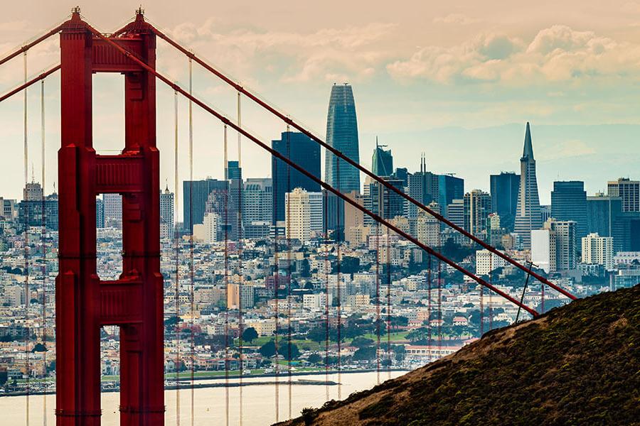 The Golden Gate Bridge and San Francisco skyline